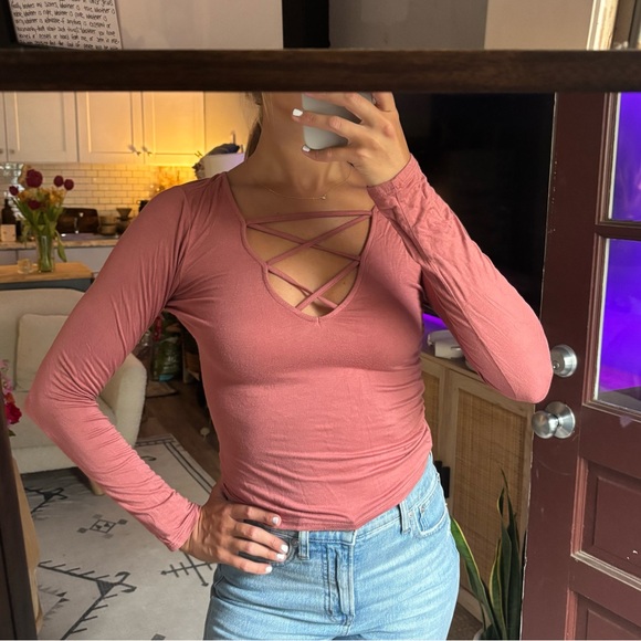 Me to We Tops - Me to We Dusty Rose Criss-Cross Top